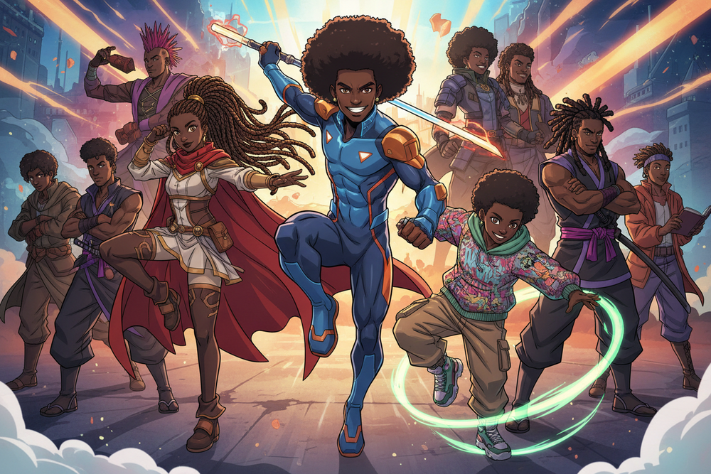 Black Anime Character Team