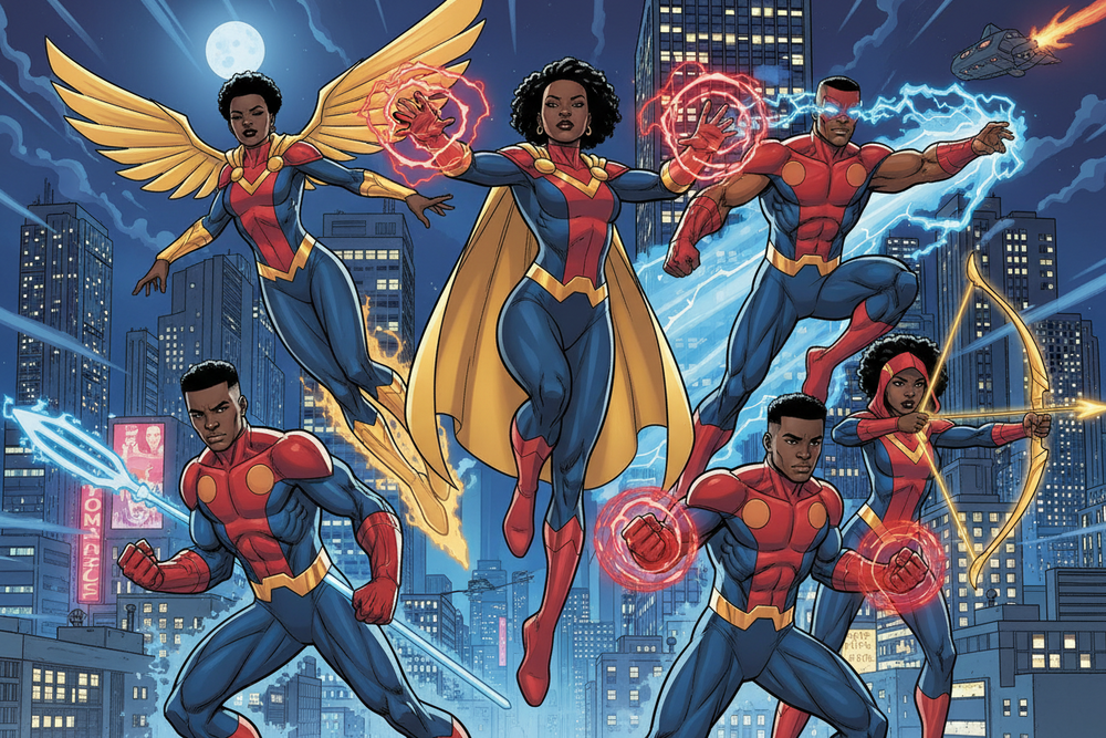 black super hero team united against crime