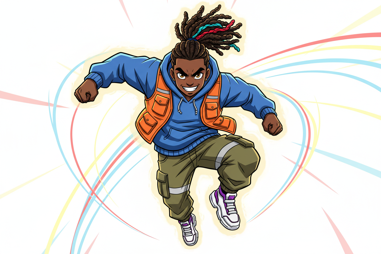 Black anime Character in TL Johnson's Universe