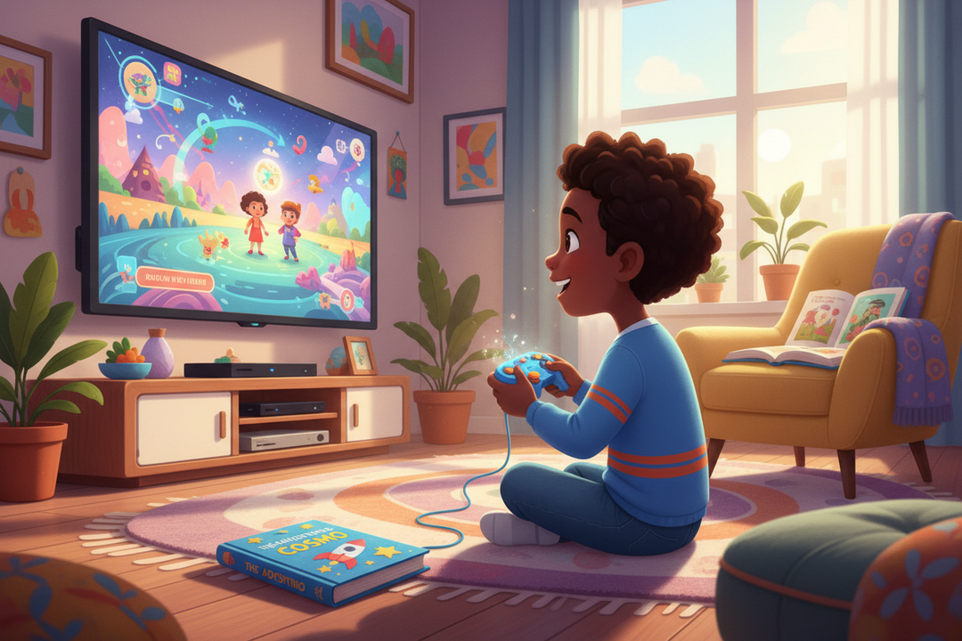 Black Kid playing video Games