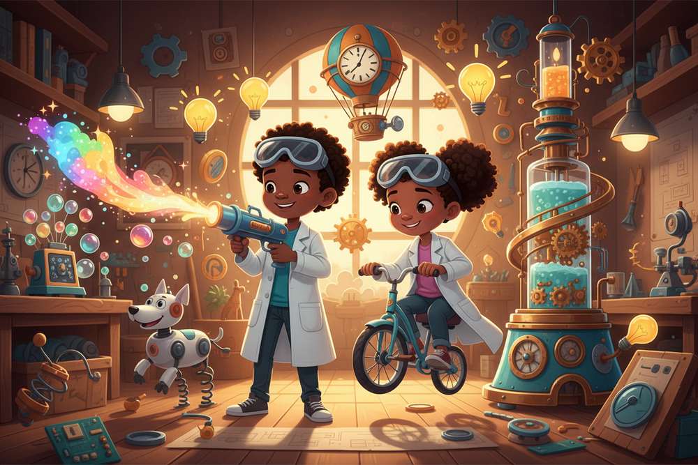 black kids working on inventions 