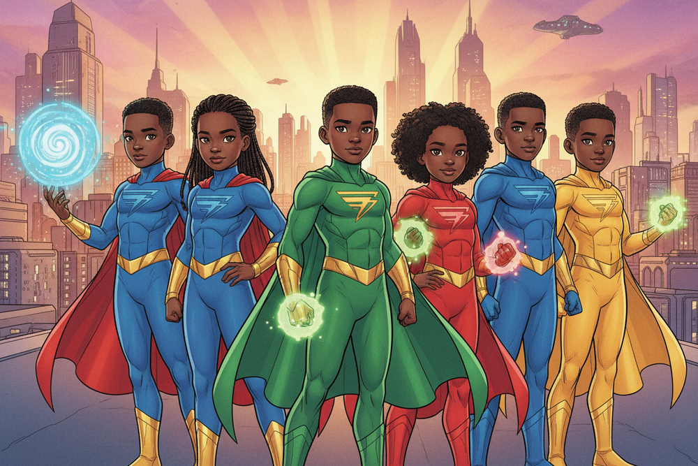 team of 7 young black superheroes