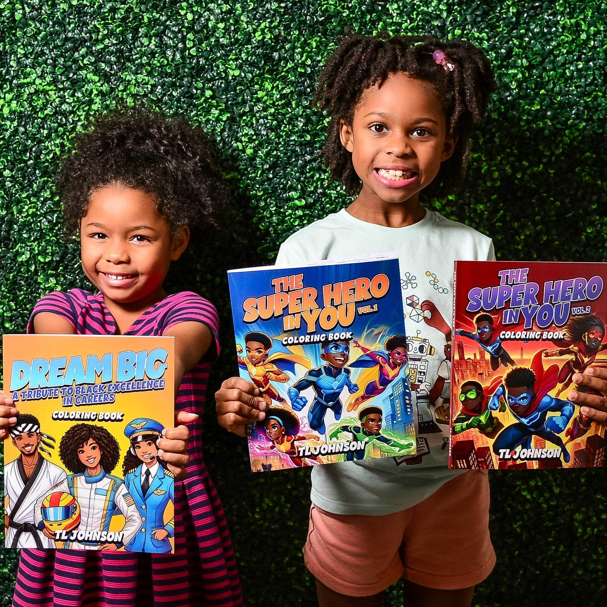 Young Girls holding Coloring book