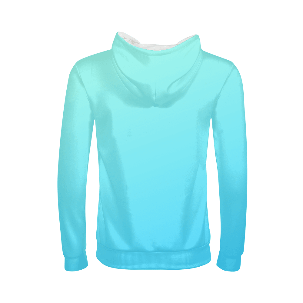 Nefertiti Kids Hoodie. Back of Teal hoodie