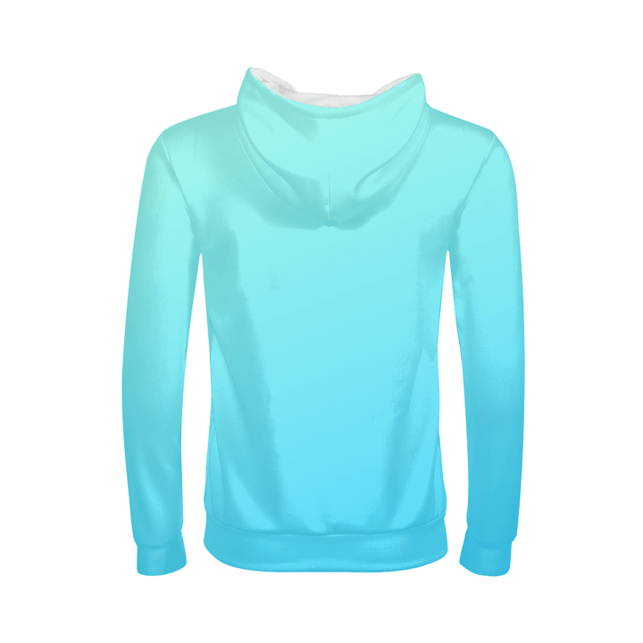 Nefertiti Kids Hoodie. Back of Teal hoodie