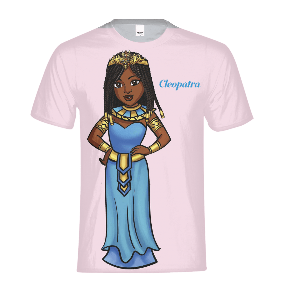 Pink Cleopatra “The Wise Will Rise” T-shirt inspired by TL Johnson’s Mini Monarchs Universe; Black girl empowerment apparel celebrating wisdom and leadership.