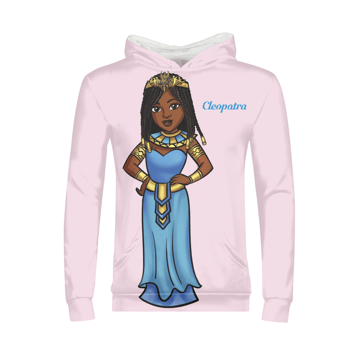 Pink Cleopatra “The Wise Will Rise” hoodie inspired by TL Johnson’s Mini Monarchs Universe; Black girl empowerment fashion for leaders and dreamers.